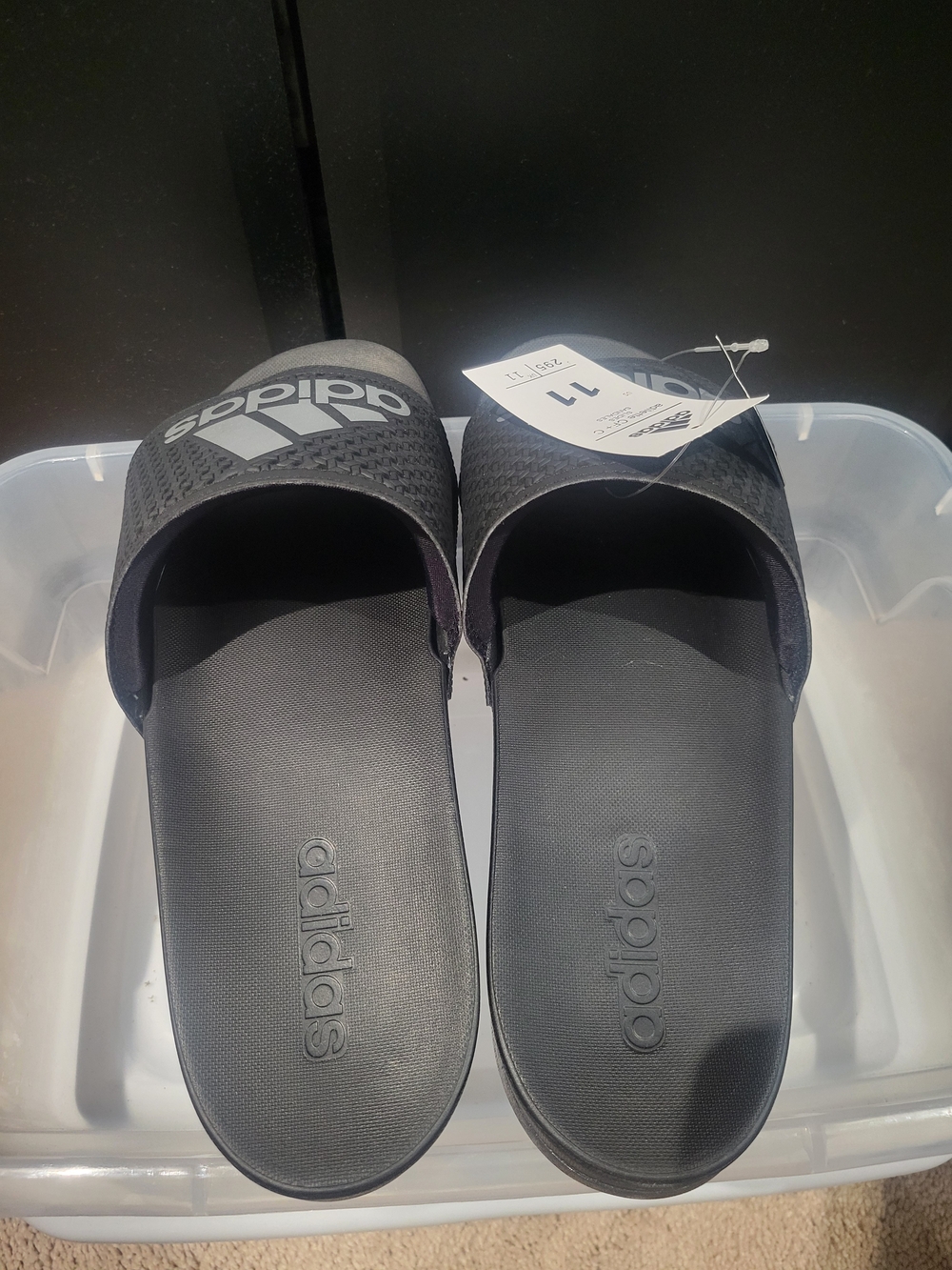 adidas Adilette CF Plus Black/Silver Metallic Slides - Picture 3 of 5
